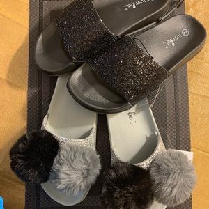 Size 9 women summer slides, 2 pairs.